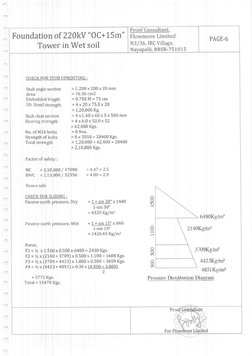 PAGE-6
of 22gkv "0C+1Snt"
er in Wet soil
Foundatio
Embedded le
Ulrt. tlond s
Bearing sl.ren
No. of M16 bo
Strength of
Total s