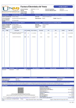 Factura Electrónica de Venta
Fecha de Emisión
20/04/2021 17:17:05
Fecha de Vencimiento
30/04/2021
Moneda
COP
Fecha de Validac