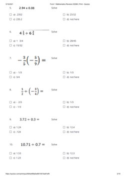 Basic Math Questions Form 1 Form 1 Mathematics Revision Quiz | PDF | Numbers | Number Theory