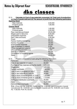 Notes by Dilpreet Kaur                  9315976598; 9711899221 
 
dks classes 
 
 
pg. 9 
 
Q 14. 
Calculate (a) Cost of r