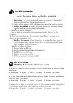 Q4 Physical Education 9 - Module 1 | PDF | Recreation | Outdoor Recreation