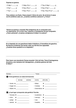 Repaso Examen de Lengua y Mate Tema 10 para 3 Primaria Santillana | PDF