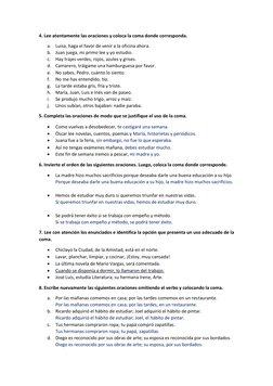 Ejercicios Prácticos sobre el Uso de la Coma | PDF | Coma | Oración ...