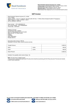 Royal Sundaram General Insurance Co. Limited
(Formerly known as Royal Sundaram Alliance Insurance Company Limited)
Corporate