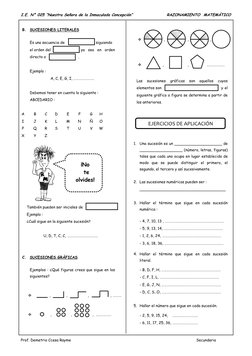 I.E. N° 025 “Nuestra Señora de la Inmaculada Concepción” 
RAZONAMIENTO  MATEMÁTICO  
Prof. Demetrio Ccesa Rayme