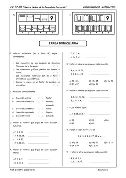 I.E. N° 025 “Nuestra Señora de la Inmaculada Concepción” 
RAZONAMIENTO  MATEMÁTICO  
Prof. Demetrio Ccesa Rayme