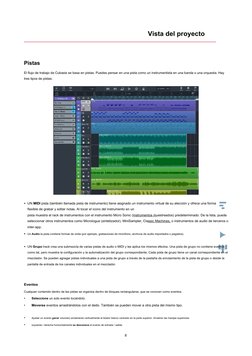 Vista del proyecto
Pistas
El flujo de trabajo de Cubasis se basa en pistas. Puedes pensar en una pista como un instrumentista