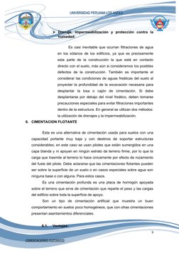 UNIVERSIDAD PERUANA LOS ANDES
Drenaje,  impermeabilización  y  protección  contra  la
humedad:
Es casi inevitable que ocurra