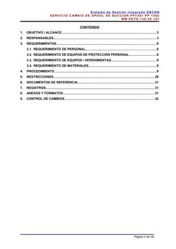 S i s t e m a d e G e s t i ó n I n t e g ra d o E S CO N
S E R V I C I O C A M B I O D E S P O O L D E S U C C I O