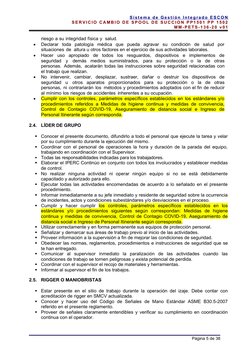 S i s t e m a d e G e s t i ó n I n t e g ra d o E S CO N
S E R V I C I O C A M B I O D E S P O O L D E S U C C I O