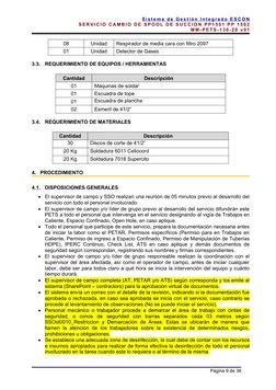 S i s t e m a d e G e s t i ó n I n t e g ra d o E S CO N
S E R V I C I O C A M B I O D E S P O O L D E S U C C I O