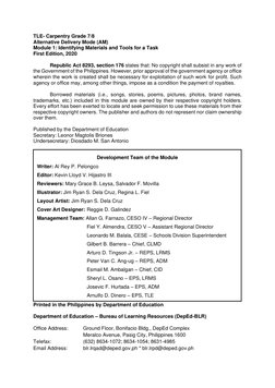 TLE 7 - 8 - Carpentry - Module 1 | PDF | Career & Growth