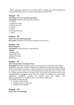 Devise appropriate functions for a) creating a BST, b) adding any word, c) deleting any
word, d) modification of any word,