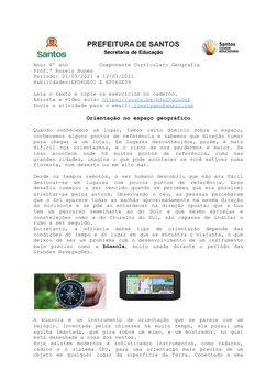 Ano: 6º ano          Componente Curricular: Geografia 
Prof.ª Rosely Nunes 
Período: 01/03/2021 a 12/03/2021 
Habilidades:E