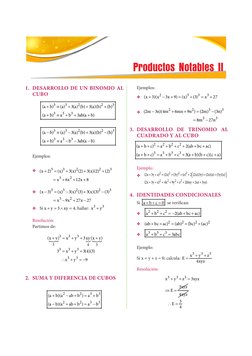1.	 DESARROLLO DE UN BINOMIO AL 
CUBO
	
	
+
≡
+
+
+
+
≡
+
+
+
3
3
2
2
3
3
3
3
(a
b)
(a)
3(a) (b)
3(a)(b)
(b)
(a
b)
a
b
3ab(a