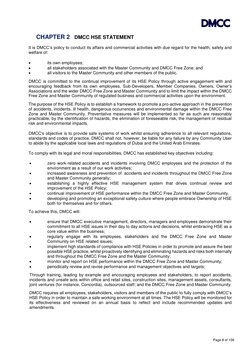 Page 8 of 156 
 
CHAPTER 2 DMCC HSE STATEMENT   
It is DMCC’s policy to conduct its affairs and commercial activities with