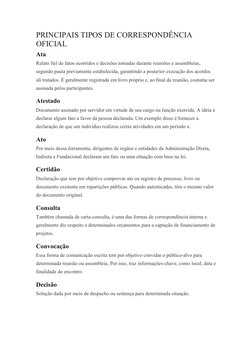 Tipos e Finalidades da Correspondência Oficial | PDF | Administração ...