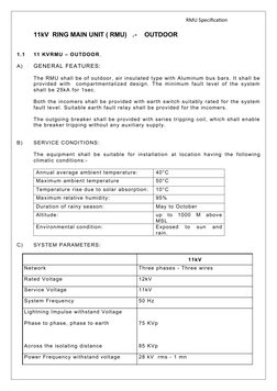 11kV RMU Technical Specifications | PDF | Switch | Alternating Current