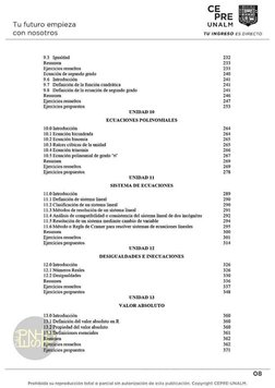 Tu futuro empieza 
UNALM 
con nosotros 
TU INGRESO ES DIRECTO 
9.3 
Igualdad 
232 
Resumen 
233 
Ejercicios resueltos