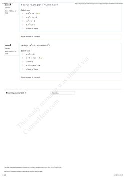 Question 4
Correct
Mark 1.00 out of
1.00
Question 5
Correct
Mark 1.00 out of
1.00
◀ Learning Journal Unit 4
Jump to...
If f(x