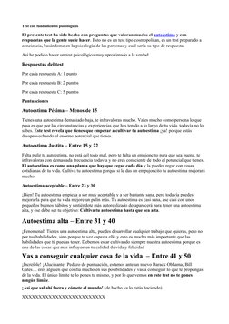 Test de Autoestima para Adolescentes PDF | PDF | Autoestima | Felicidad