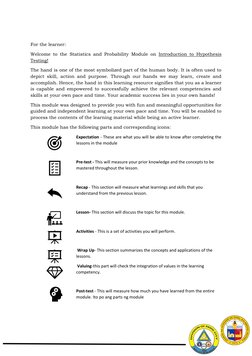 Statistics and Probability - Q2 - M1 | PDF | Statistical Significance ...