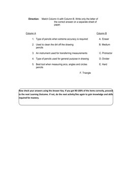 Now check your answers using the Answer Key. If you got 90-100% of the items correctly, proceed 
to the next Learning Outcome