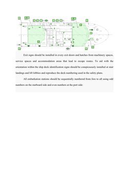 Exit signs should be installed in every exit doors and hatches from machinery spaces,
service  spaces  and  accommodation  ar