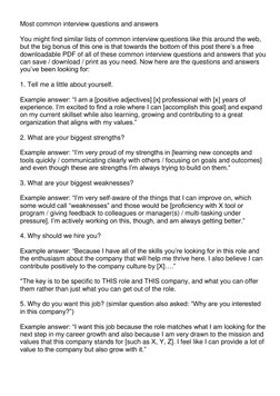 Most common interview questions and answers 
 
You might find similar lists of common interview questions like this around th