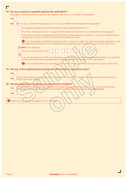Page 6
Sensitive (when completed)
You will also need to provide one of the ‘Linking documents’ listed on page 6 of the instru