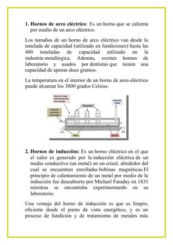 1. Hornos de arco eléctrico (https://es.wikipedia.org/wiki/Arco_el%C3%A9ctrico): Es un horno que se calienta
por medio de un 