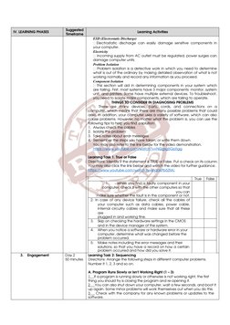 IV. LEARNING PHASES
Suggested
Timeframe
Learning Activities
ESD (Electrostatic Discharge)
Electrostatic discharge can easily