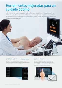 Sistema de ultrasonido HS40 de Samsung
Herramientas mejoradas para un 
cuidado óptimo  
Las herramientas de tecnología avanza