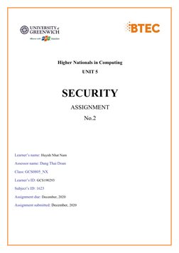 Higher Nationals in Computing 
UNIT 5 
 
SECURITY 
ASSIGNMENT 
No.2 
 
 
 
Learner’s name: Huynh Nhat Nam 
A