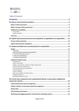 Page 6 of 39 
 
Table of Contents 
Introduction: ......................................................................