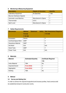 6 
Monitoring & Measuring Equipment 
Description 
Degree of Accuracy 
Quantity 
Laboratory Equipment 
As Specified 
1 Set 
Bi