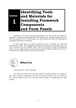 TLE Carpentry Grade 10 Module 1 | PDF | Carpentry | Drill