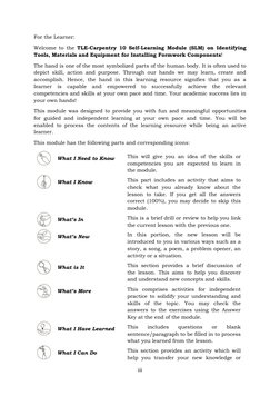 TLE Carpentry Grade 10 Module 1 | PDF | Carpentry | Drill