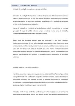 UNIDADE 9 – A CONTABILIDADE NACIONAL 
Unidade de produção homogénea e ramo de atividade 
 
Unidades de produção homogéneas: u