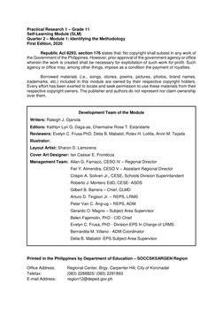 Practical Research 1: Quarter 2 - Module 1: Identifying The Methodology ...