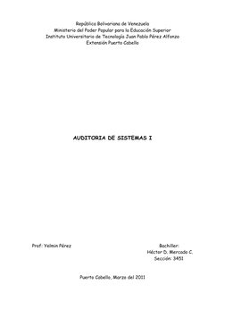 República Bolivariana de Venezuela 
Ministerio del Poder Popular para la Educación Superior 
Instituto Universitario de Tecno