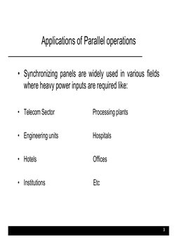 3 
 
 
 
 
Applications of Parallel operations 
 
 
 
 
• Synchronizing panels are widely used in various fields 
where hea