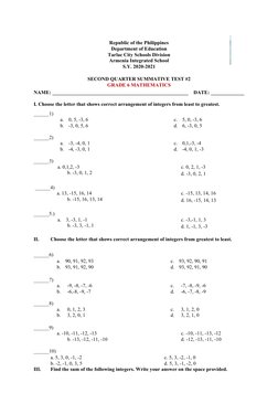 Republic of the Philippines
Department of Education
Tarlac City Schools Division
Armenia Integrated School
S.Y. 2020-2021
SEC