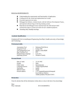 Software Tester Profile Summary | PDF | Method (Computer Programming ...