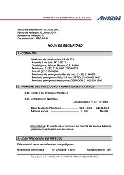 TELS: (01-33) 31-34-05-00 Y 31-34-05-76 FAX: (01-33) 31-34-05-00
Fecha de elaboración: 15 Julio 2007
Fecha de revisión: 30 Ju