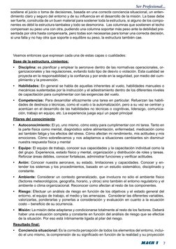 7
sostiene el juicio o toma de decisiones, basada en una correcta conciencia situacional, un enten-
dimiento claro y seguro d
