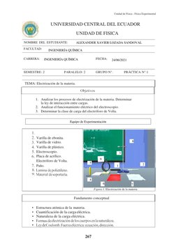 Unidad de Física - Física Experimental 
267 
 
 
 
UNIVERSIDAD CENTRAL DEL ECUADOR 
UNIDAD DE FISICA 
 
NOMBRE DEL ESTUDIANTE