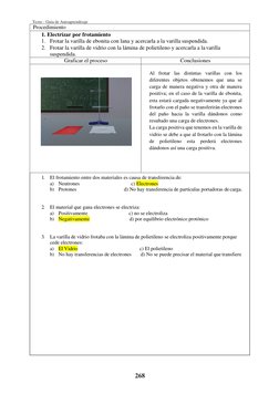 Texto - Guía de Autoaprendizaje 
268 
 
 
Cuestionario 
Procedimiento 
1. Electrizar por frotamiento 
1. Frotar la varilla de