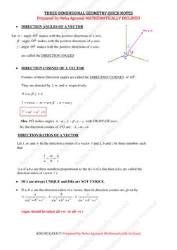 Class 12 3D Geometry Quick Notes | PDF | Plane (Geometry) | Euclid