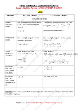 Class 12 3D Geometry Quick Notes | PDF | Plane (Geometry) | Euclid